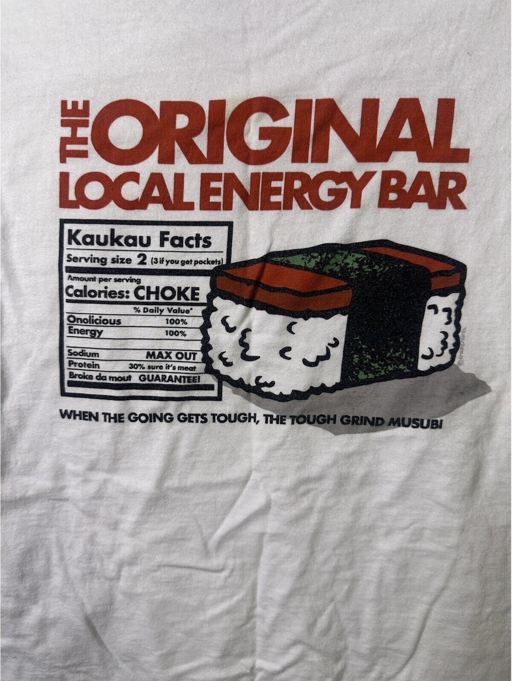 Crazy Shirts Hawaii Musubi T Shirt XXL Local Energy Bar Sushi Spam Graphic Tee